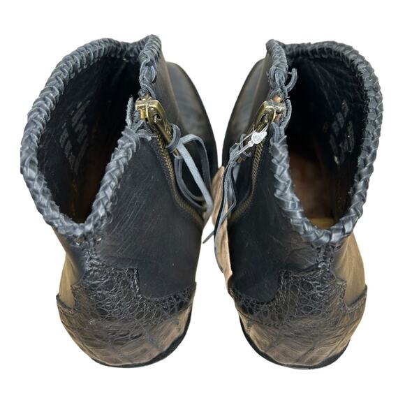 Allens Boots Black Goat Leather Reptile Cowboy Boots Bootie Size 8 - Picture 5 of 16